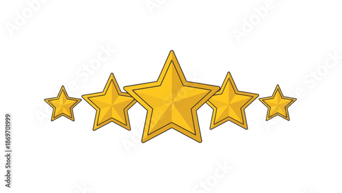 Five Golden Star Rating Illustration