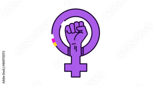 Feminist Symbol with Raised Fist - Women's Rights