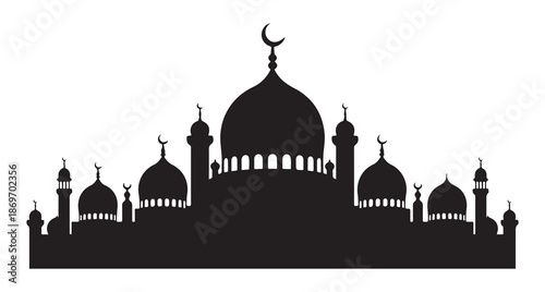 Collection of mosque dome icons isolated on white background simple line art Islamic architecture symbols