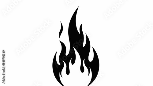 Black silhouette of a flame on a white background.