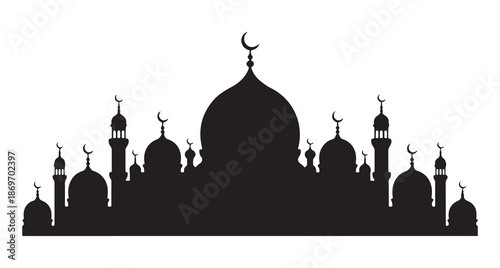 Collection of traditional pagoda building silhouettes isolated on white background Asian architecture