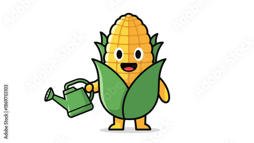 Cute Corn Character Watering Plant