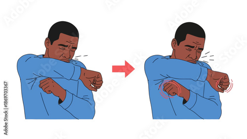 Coughing etiquette: Cover mouth with elbow
