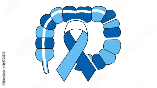 Colon Cancer Awareness Ribbon with Intestine