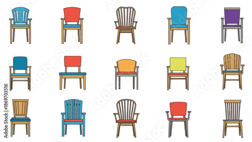 Colorful Chair Collection: Vector Illustration Set
