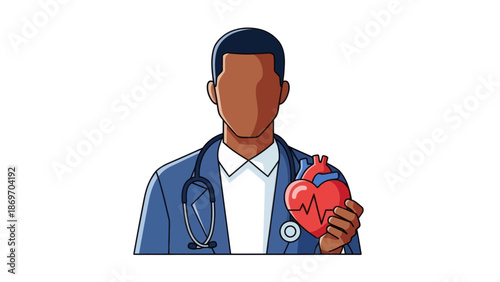 Cardiologist doctor holding heart illustration