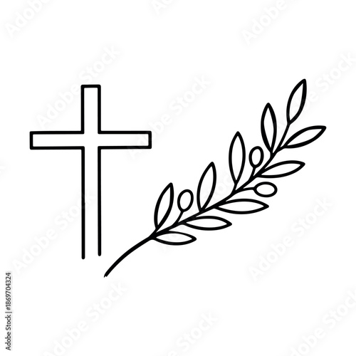 Cross with olive branch