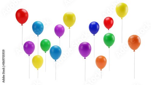 balloon Colorful floating on white and transparent background