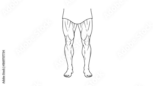 Flat vector illustration of muscular legs isolated on white background, gym anatomy illustration, fitness workout concept, clean lines, modern vector style