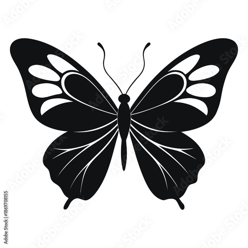 A striking black butterfly silhouette design elegantly captured in vector format