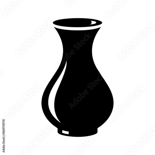 Black silhouette of a vase with a handle