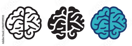 Brain Simple Icon Set Vector Illustration for Human Mind, Intelligence, and Medical Design