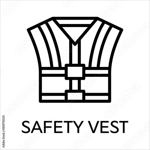 a Simple black line icon of Safety Vest