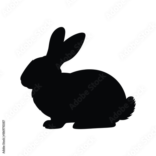 A simple black silhouette of a rabbit in a seated position