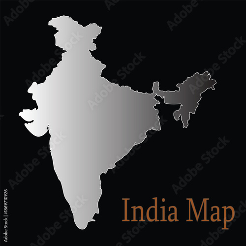 Clean Blue India Outline Map Isolated on White Background