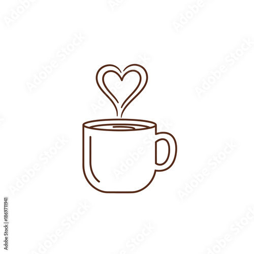 Cozy Coffee Cup with Heart Shaped Steam - Love for Hot Beverages