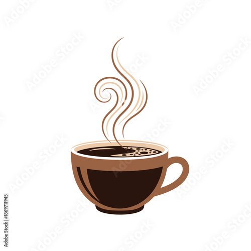 Steaming Coffee Cup Isolated on White Background - Hot Beverage Aroma