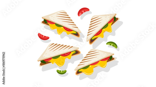 Delicious grilled cheese sandwiches with fresh vegetables, perfect for a quick meal