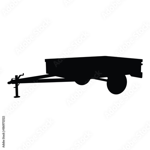 Silhouette of a utility trailer with a hitch and wheels