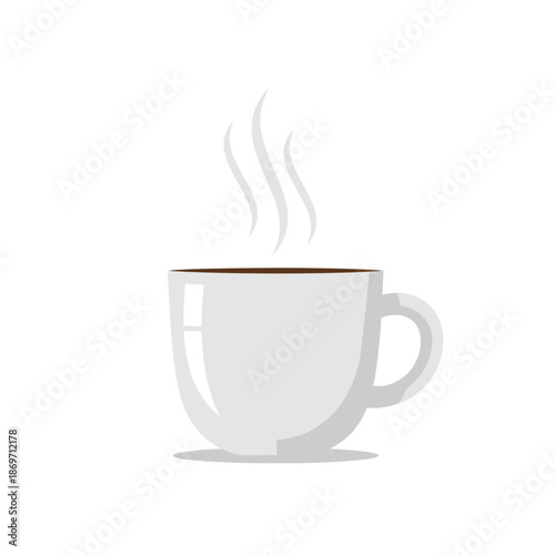Steaming Coffee Cup Flat Design Icon Isolated on White Background