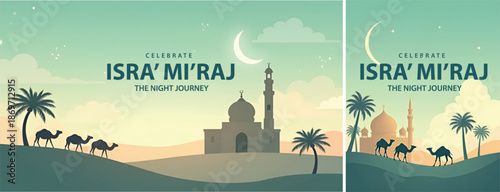 Isra miraj night journey background, isra' mi'raj background for poster, flyer, social media template design
