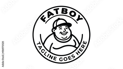 Fat Boy Logo A cheerful illustration of a smiling character in a circular design.