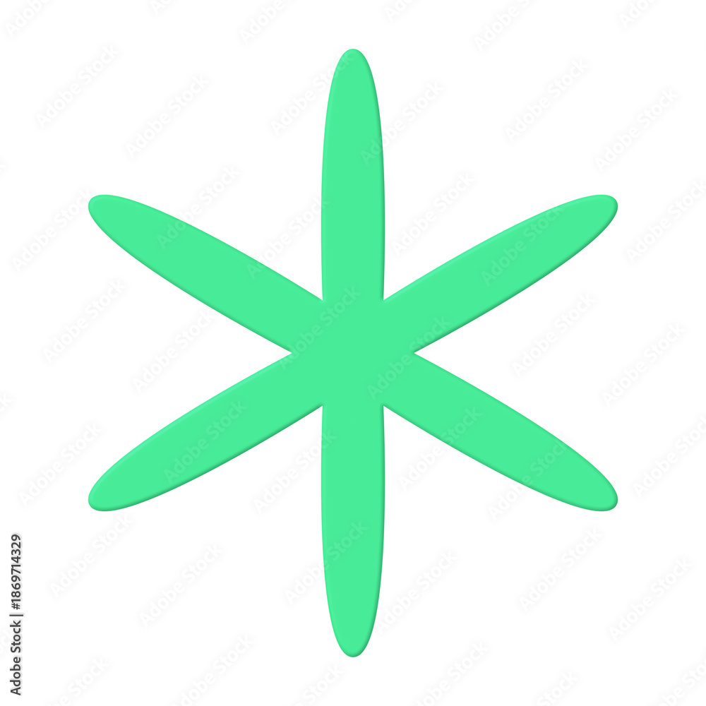Fototapeta premium Green asterisk star shape. Abstract flower symbol.