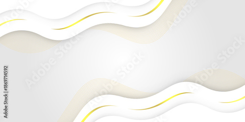 Luxury white and gold background with curved lines, design for premium corporate banner