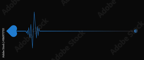 heart beat on ecg vector. heartbeat line icon. vector illustration PNG Formet. Neon glowing blue heartbeat line on transparent background. Modern clean medical symbol isolated on transparent