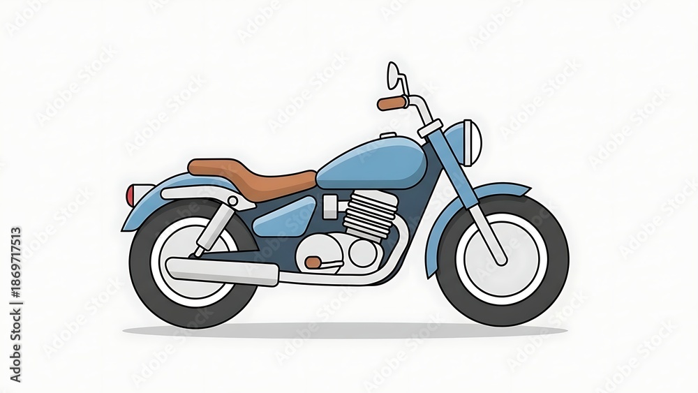 Fototapeta premium Blue motorcycle with brown seat.