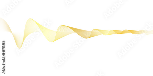 Luxury abstract gold wavy line pattern (guilloche curves) with copy space. Elegant golden color smooth gradient on white background. Premium vector striped texture for banner, business backdrop.