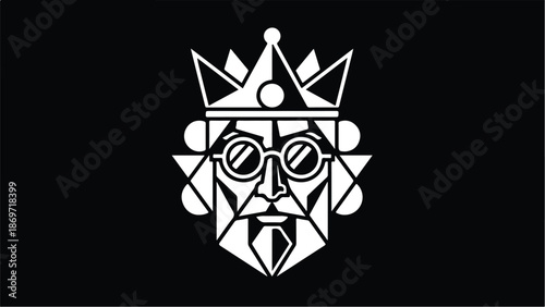 Geometric King A Modern and Stylish Illustration on Black Background.