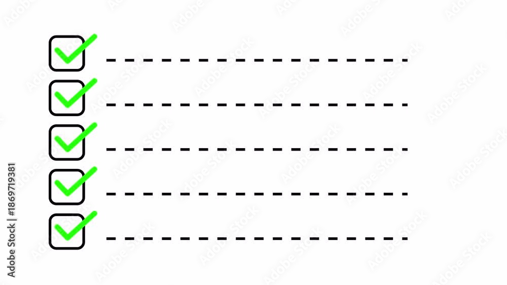 Digital Checklist Task Completion Animation with Green Checkmarks ...
