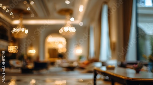 Wallpaper Mural Luxurious hotel lobby interior creating sophisticated atmosphere with elegant chandeliers and soft bokeh light, reflecting opulence and grand design for premium hospitality Torontodigital.ca