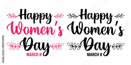 Happy Women’s Day Elegant Handwritten Greeting Design for the March 8 celebration