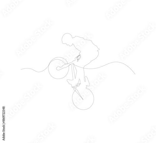 continuous line drawing of freestyle bmx biker. Vector illustration