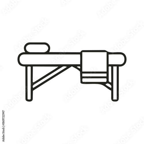 Massage Table Line Art Icon for Spa and Wellness Center