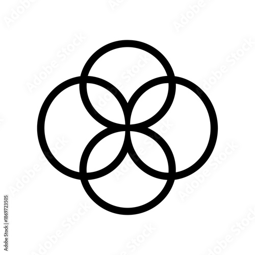 Overlapping circular form inspired by sacred geometry, representing connection, creation, and the relationship between shared spaces.
