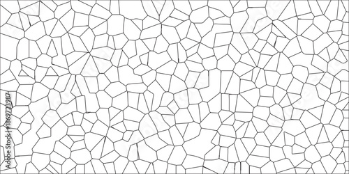 Voronoi diagram background. Seamless pattern with 3d shapes. Cement kitchen decor White Camouflage Seamless Broken Glass. Black & white broken quartz stained glass & seamless pattern vintage backgroun