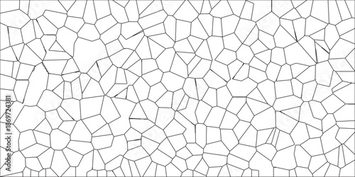 Voronoi diagram background. Seamless pattern with 3d shapes. Cement kitchen decor White Camouflage Seamless Broken Glass. Black & white broken quartz stained glass & seamless pattern vintage backgroun