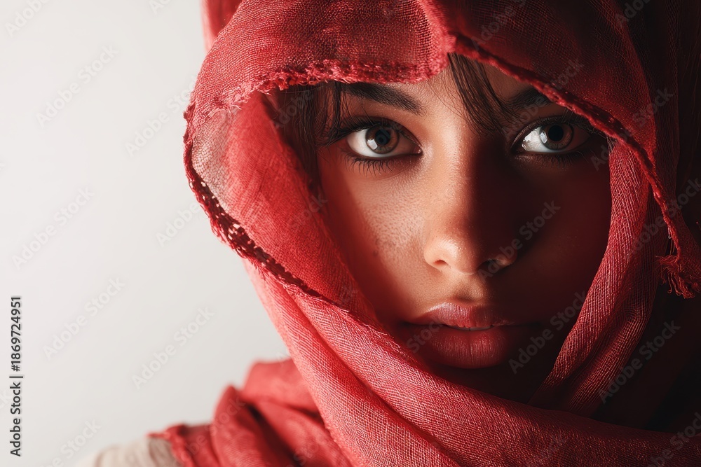 Fototapeta premium Young Arab woman on a white background