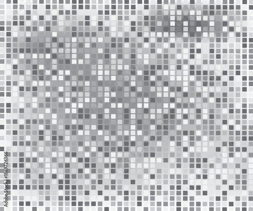 Disco ball silver pattern. Grey square mosaic backdrop. Night club metallic background with mirror foil texture. Vector illustration of vintage abstract shining grayscale halftone wallpaper.