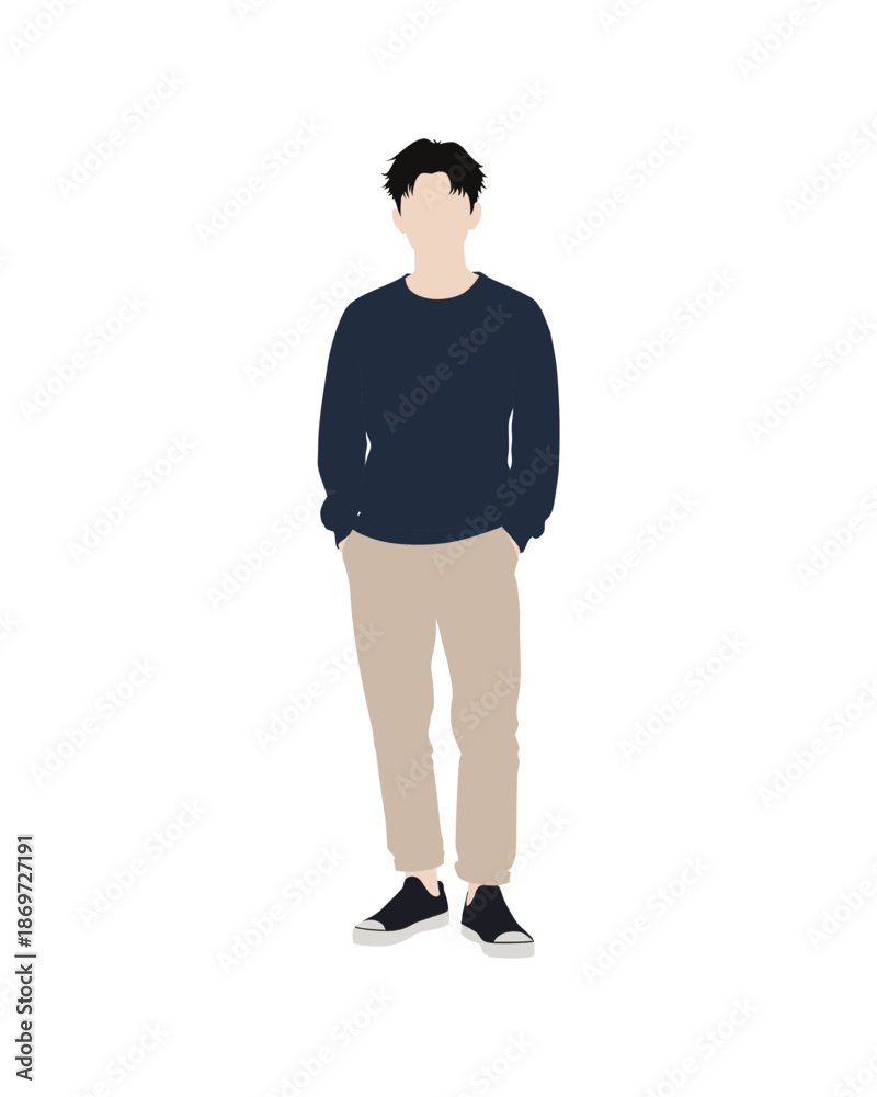 Fototapeta premium Flat vector people and illustration, man with casual outfit
