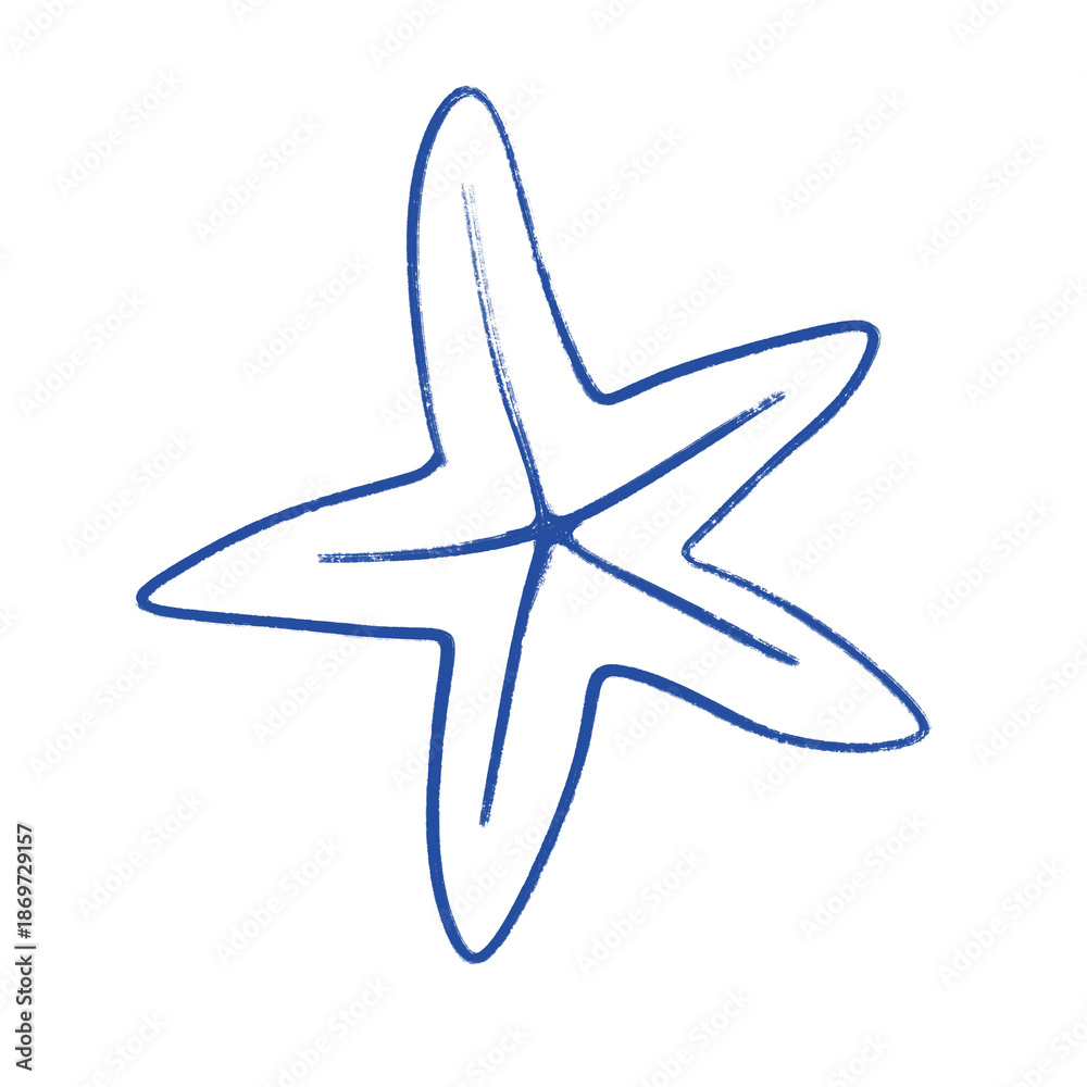 Fototapeta premium Hand-drawnsea star outline drawing