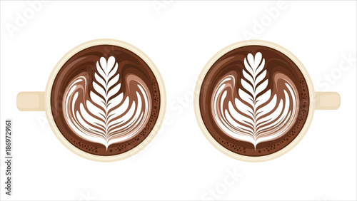  Set of Coffee Cups – Vector Illustration Isolated on White Background.