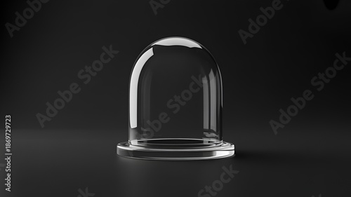 Transparent Glass Dome on Black Background – Minimalist 3D Render