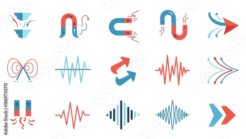 Abstract Airflow Swirls and Thermal Heat Wave Symbols