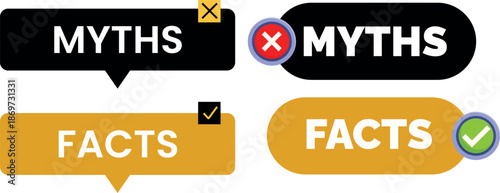 Myths Versus Facts Infographic Design with Check Mark Icons, Information Comparison Vector Illustration