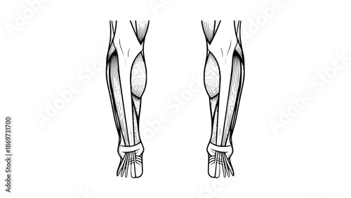 Flat vector illustration of calf muscles isolated, fitness anatomy style, gym training illustration, clean minimal vector, sports education graphic