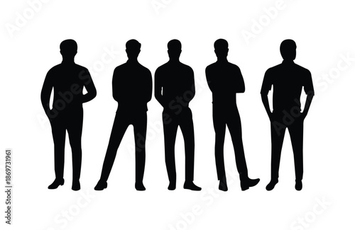 young standing man silhouette in different types of position with standing sideways easy to edit and use standing sideways